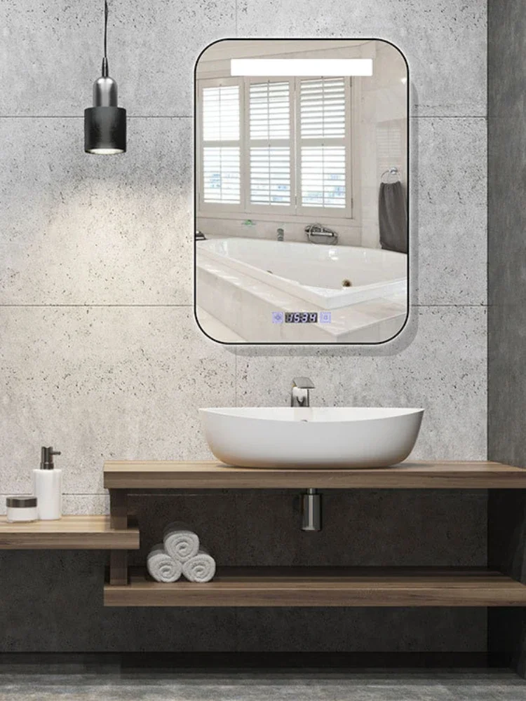 

Светодиодное умное зеркало для ванной комнаты для отеля, настенное подвесное зеркало для ванной комнаты, противозапотевающее косметическое зеркало, оптовая продажа