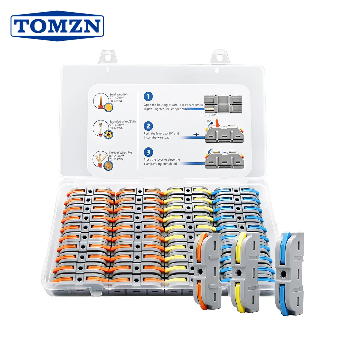 TOMZN 40PCS Wire Connector 221 Splicing Terminal Blocks Led Strip Lighting Electric Quick Connectors Modular Colorful