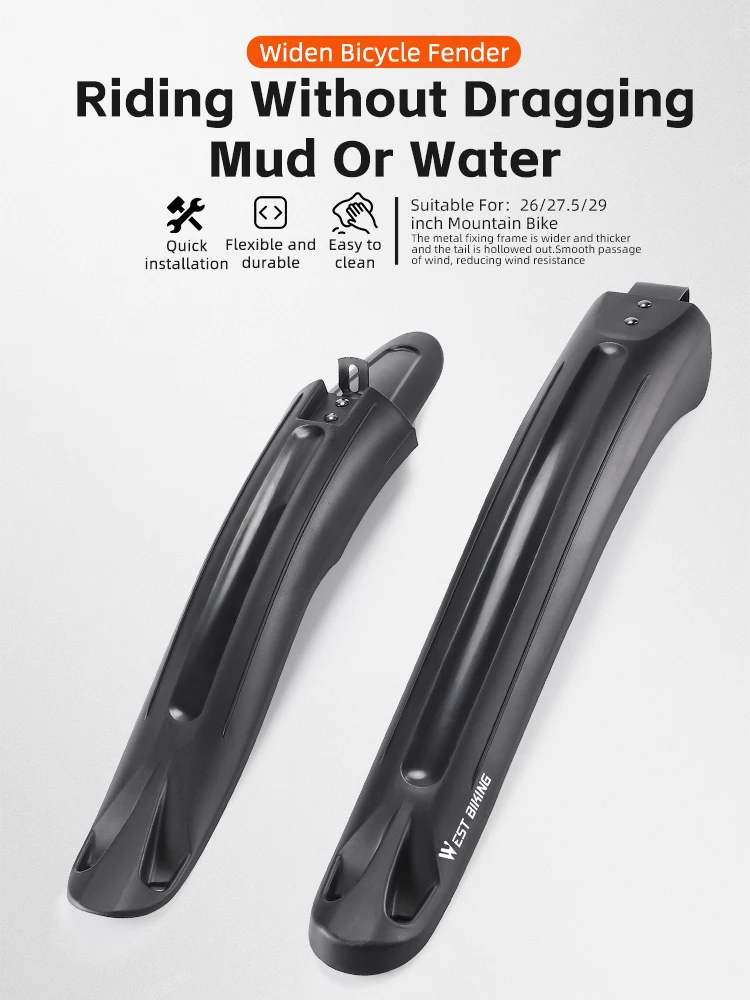 AliExpress West Biking WEST BIKING Bicycle Mudguard Set 26/ 27.5/29 inches MTB Cycling Fender E-Bike Adjustable Mountain Bike Widen Lengthen Protector