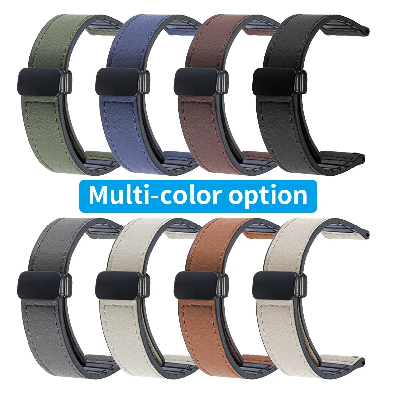 

Leather + silicone quickly remove watch strap with Magnetic clasp 18mm 20mm 22mm for Huawei Samsung Smart watches bracelet