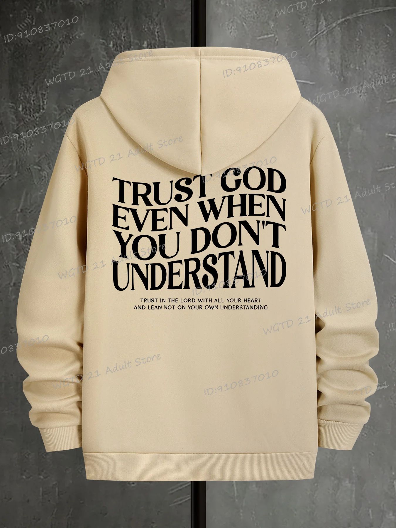 ثق بالله حتى عندما لا تفهم طباعة هوديس الرجال المسيحية يسوع آيات الكتاب المقدس نمط الذكور الشارع الشهير هودي #3