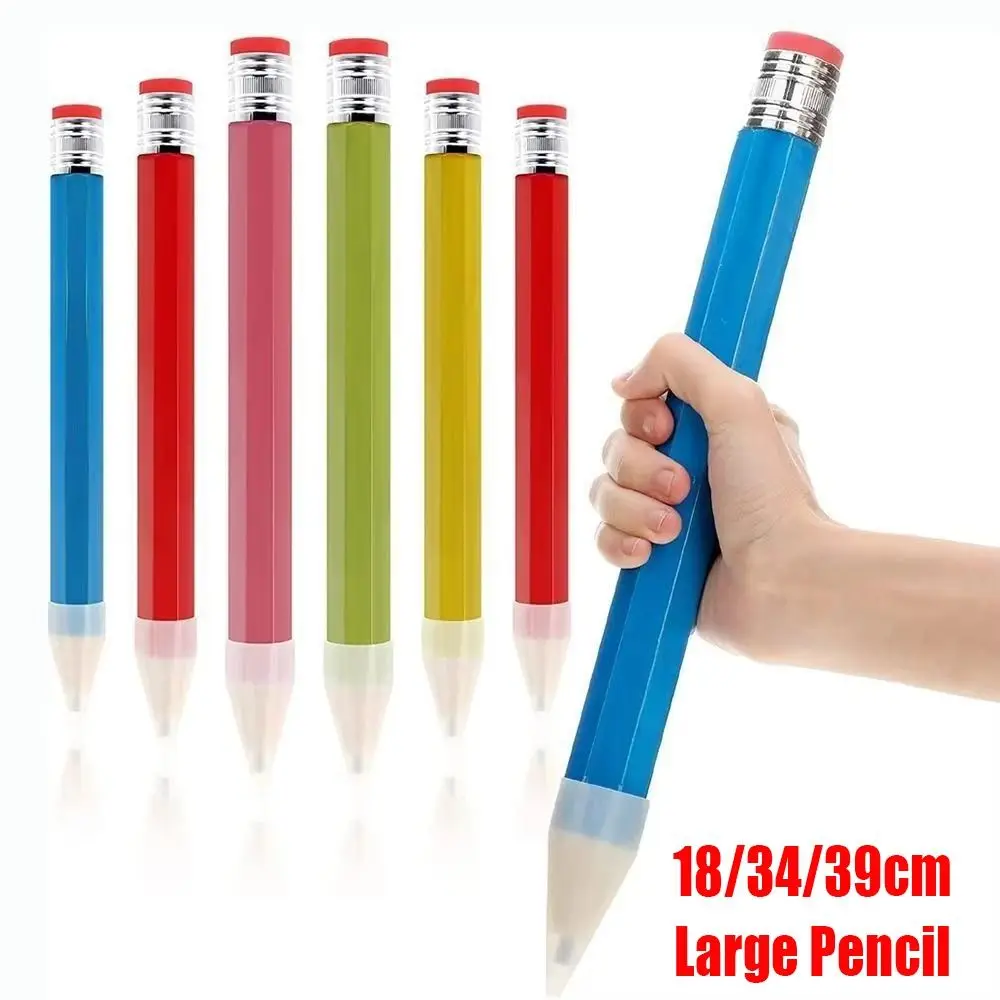 High Quality Wooden Giant Pencil With Eraser Novelty Toy Large Wood Pencil Performance Prop 18/34/39CM Huge Pencil Painter