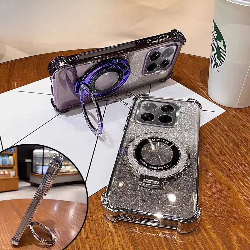 Luxury Four-corner Anti-fall Shell for Vivo V50 V40 Lite V30 V29 Pro V25 E Y300 Y39 Y18 Y36 Y76 Glitter Holder Protective Case