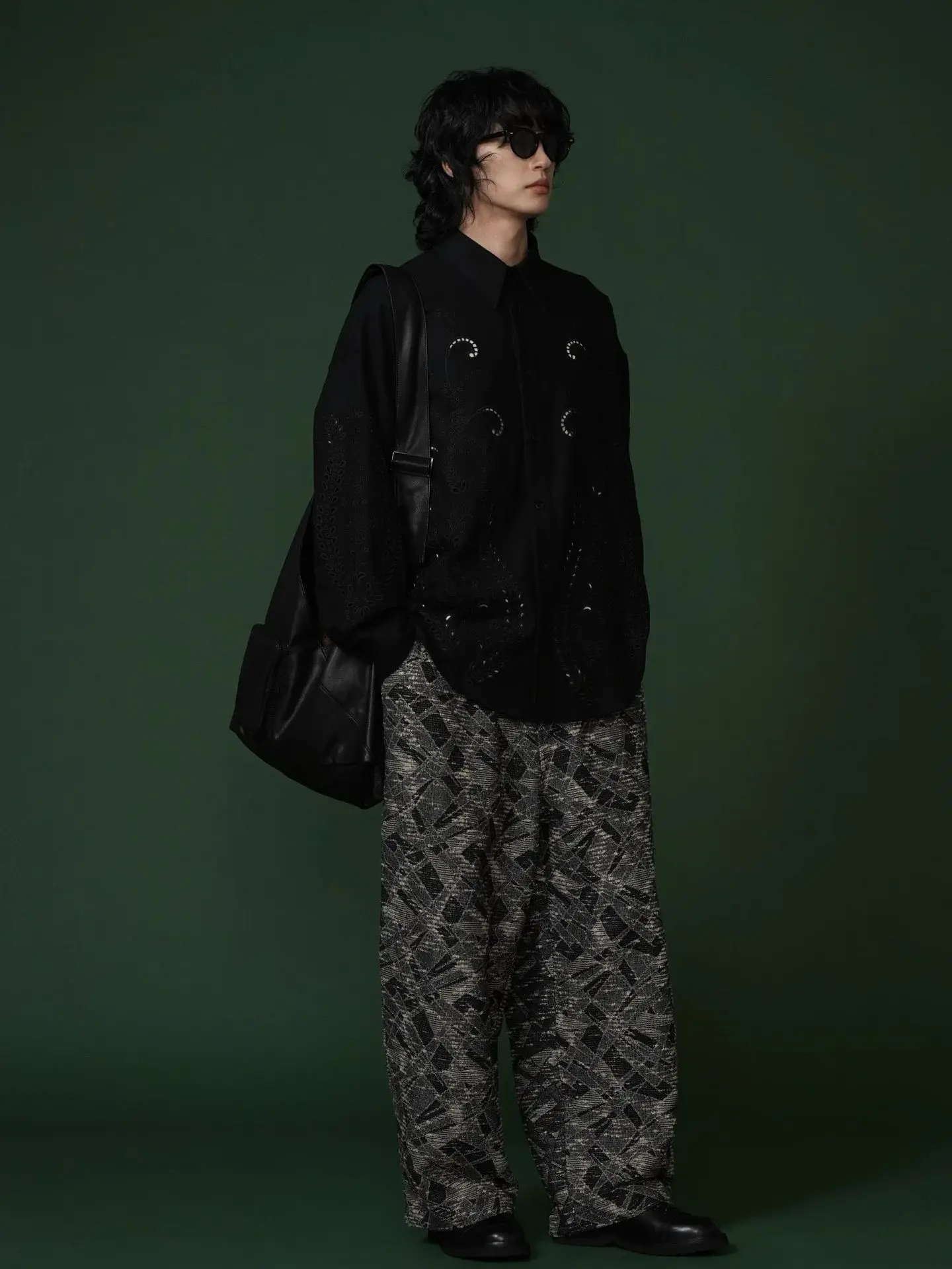 

Zheer Autumn Smooth Pattern Cotton Jacquard Casual Long Pants with Drawstring Comfortable Slimming Versatile Artistic Design