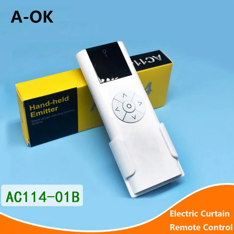 

A-OK AC114-1 Single Channel Remote Controller Electric Curtain RF433 Wireless Transmitter for A-OK RF433 Curtain Motor/Tubular