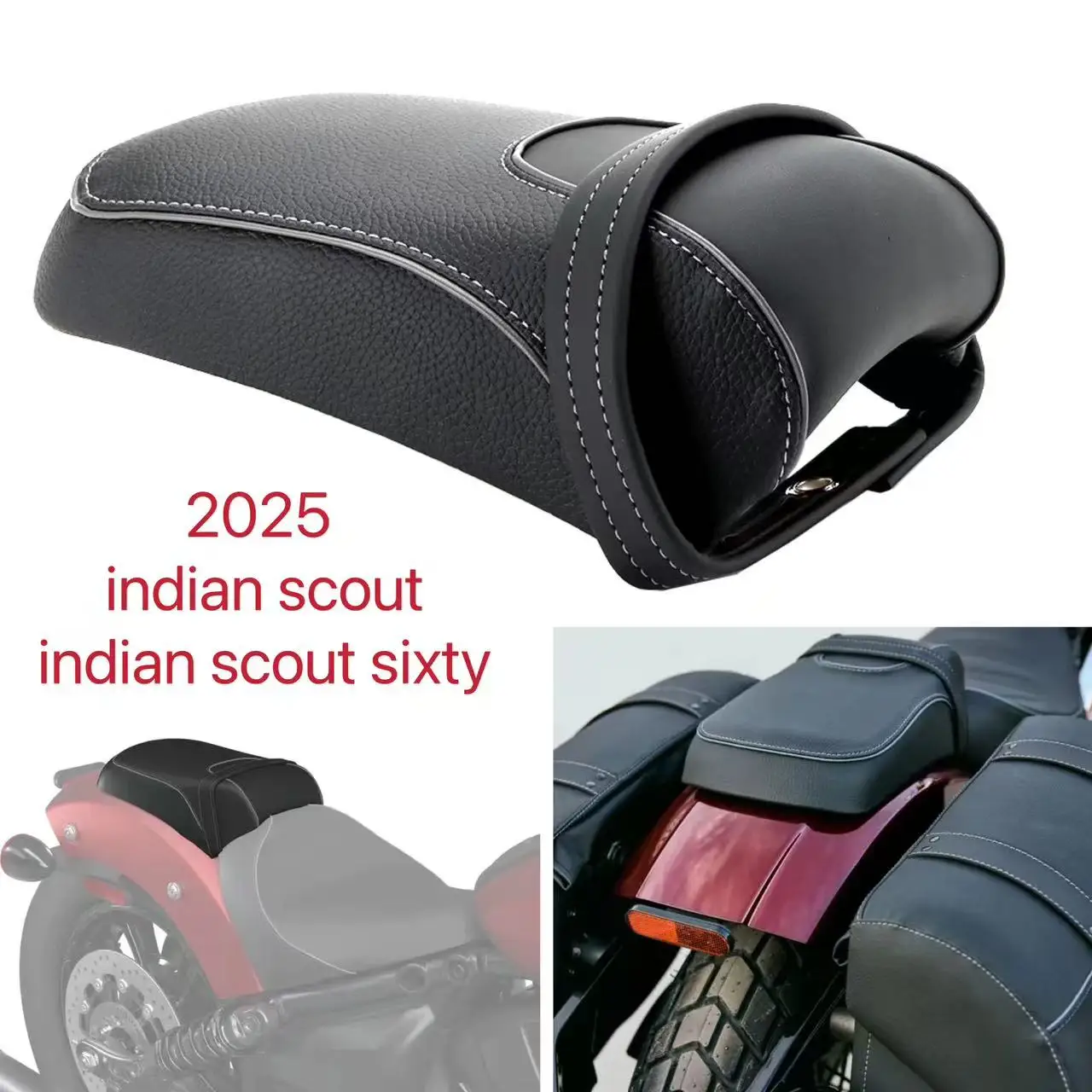 

2025 Indian Scout Rear Seat Cushion Motorcycle Rear Passenger Seat for Scout Sixty Bobber Super Sport Limited Tech Accessories