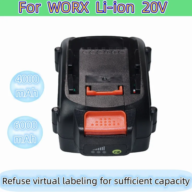 20V 4.0/6.0AH Lithium Battery For Worx WG180 WG280 WG380 WG580  Lawn Mower Garden Tool