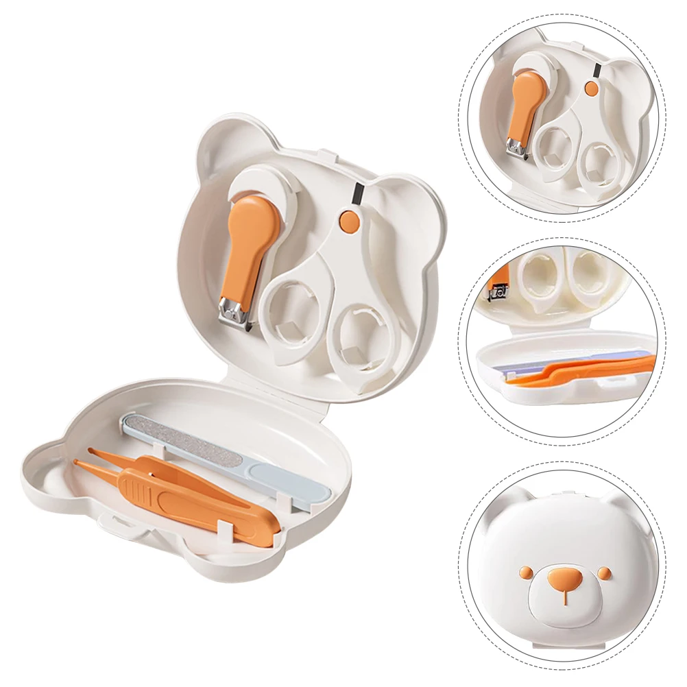 4 pezzi Set per la cura del bambino Tagliaunghie ergonomico per neonati Bambini Kit per toelettatura per bambini in plastica resistente portatile in acciaio inossidabile
