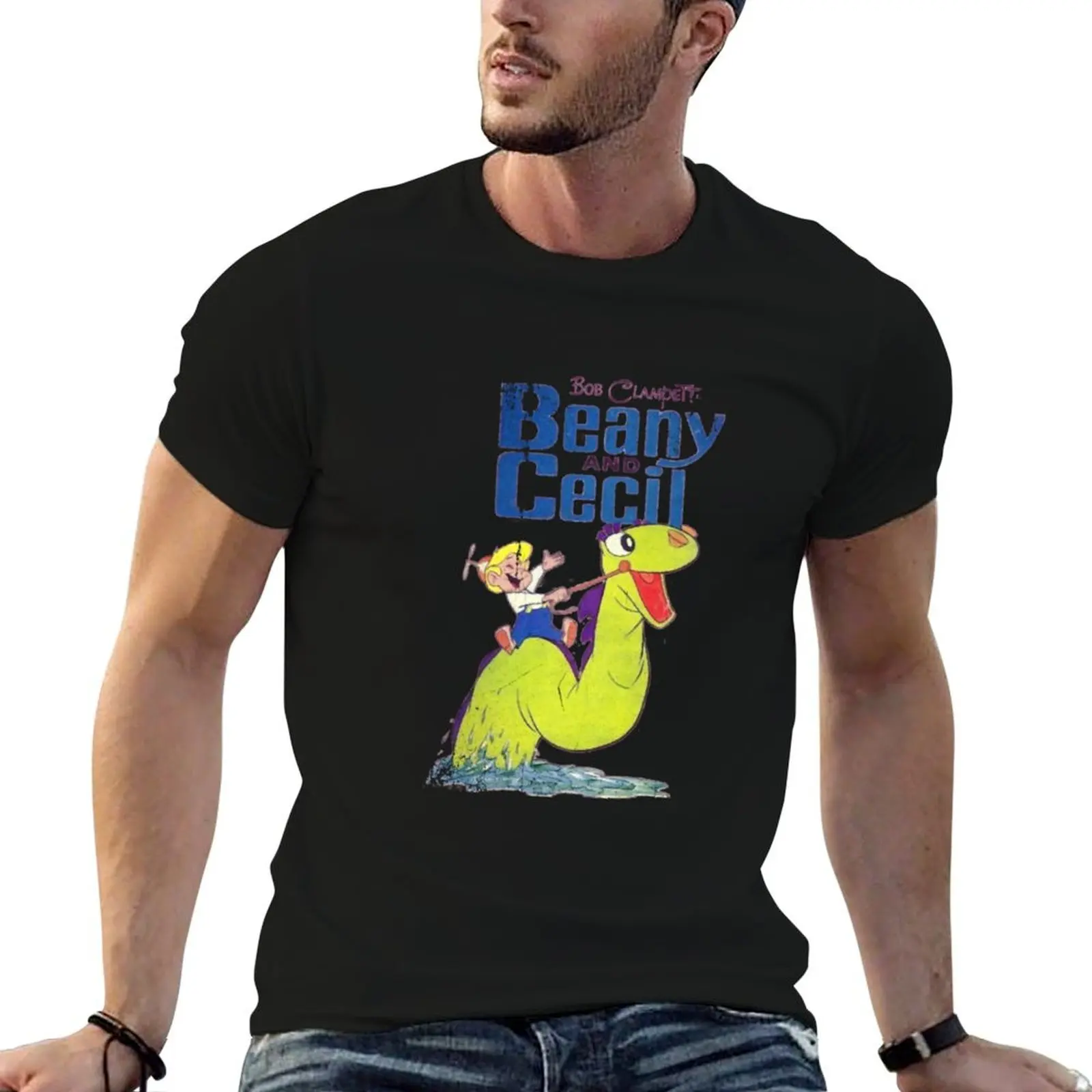 Beanie, Vintage, Distressed Beany and Cecil T-Shirt High Elasticity Sports Tee Shirt