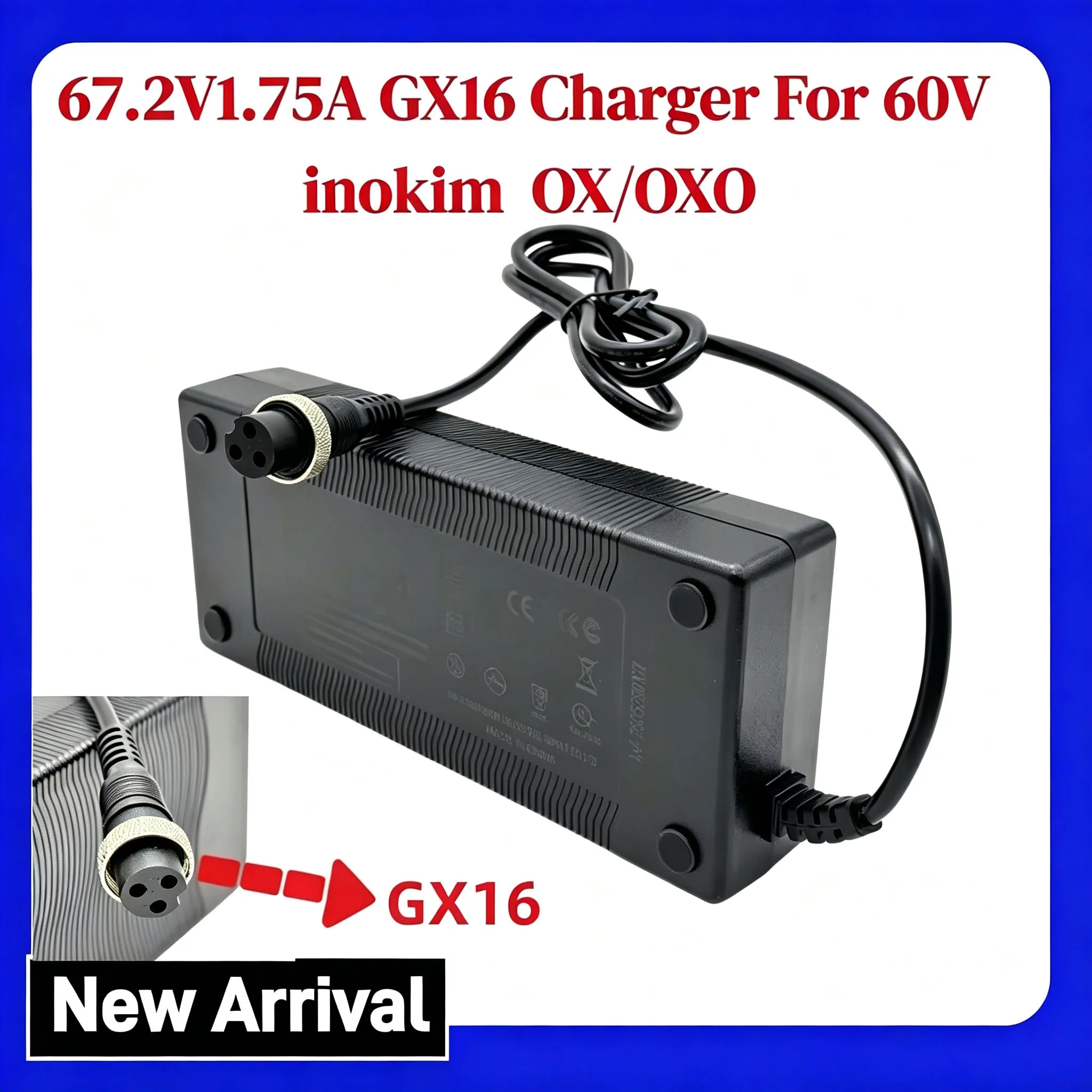 67.2V 1.75A GX16 3-Pin Cannon Li-ion Battery Charger For Inokim OXO OX E-Scooter AC/DC Replacement Adapter EU/US/UK/AUS Plug