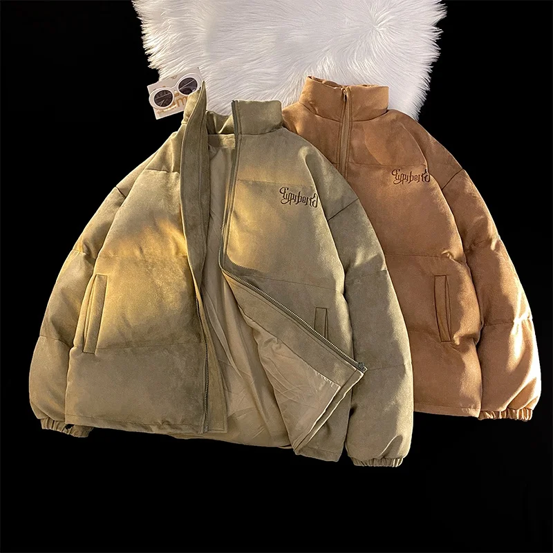 

Men's Winter Thiened Cotton Jaet Deer Skin Velvet Coat American Retro Couple's Cottonwear Teenage Winter Clothes Cold Res...