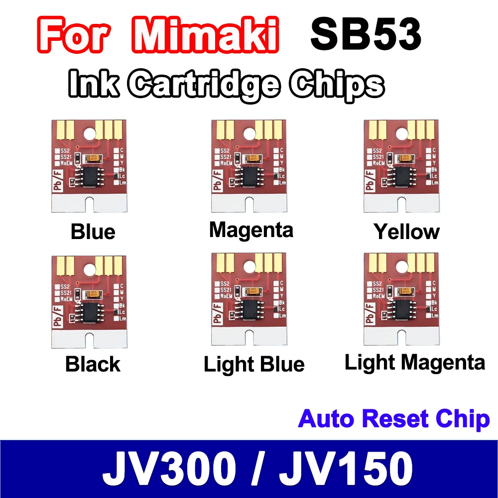 

6 Colors Mimaki SB53 Ink Cartridge Auto Reset ARC Chip for Mimaki JV300 JV150 Permanent Chip