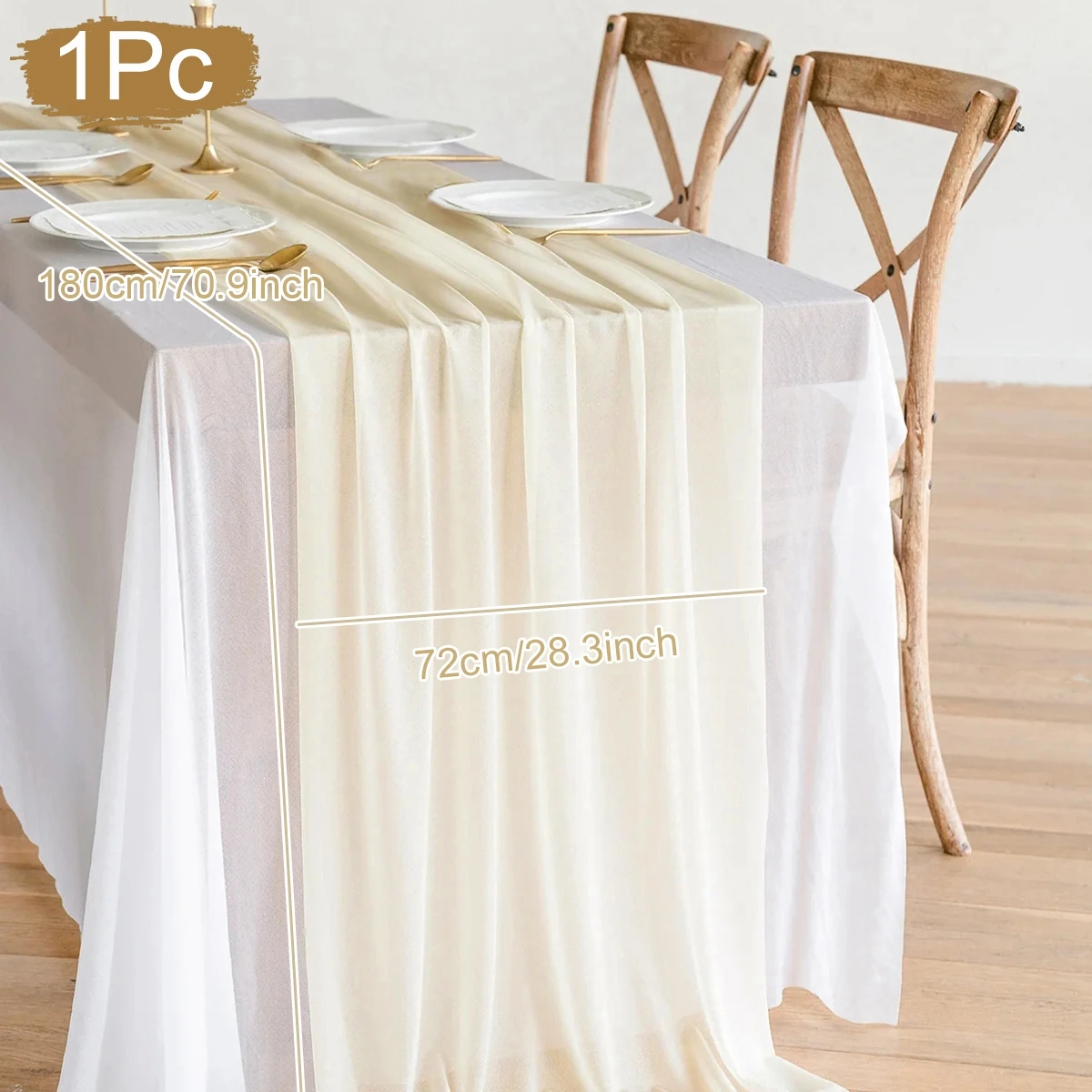 

Semi-Sheer Table Runner Vintage Cheesecloth Gauze Table Setting Wedding Dining Party Christmas Banquets Arches Cake Decortion