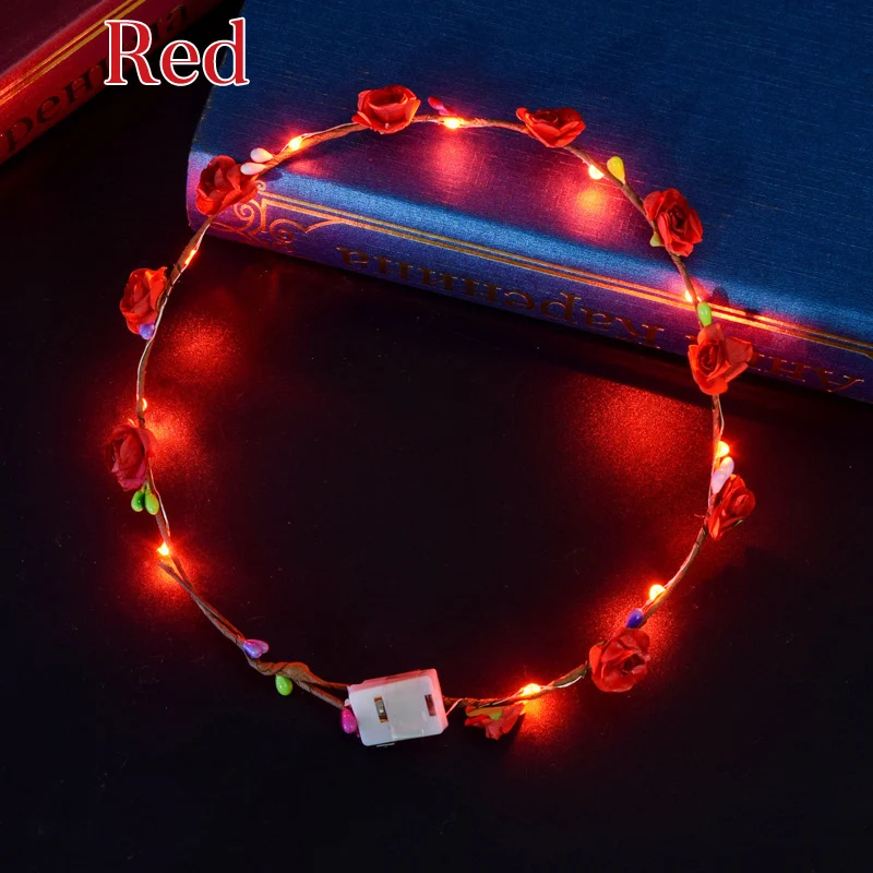 10-300Pcs LED Flower Crowns Light Up Headbands Glowing Flower Crown Garland Glow in the Dark Headband for Wedding Party Favors image 3