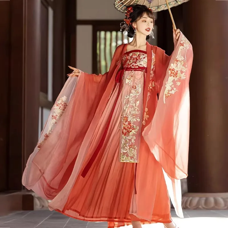 

246-Original Tang style Hanfu women's chest length skirt with heavy embroidery of Hezi skirt,super immortal ancient costume