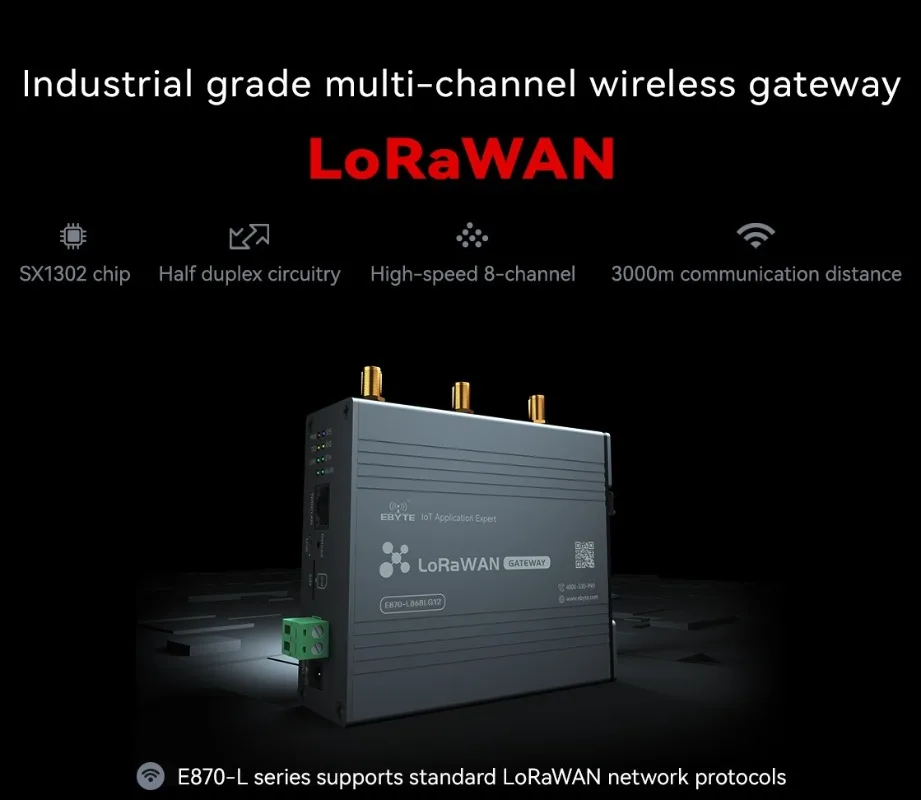 LoRaWAN Gateway 470/868/915 MHz SX1302 High Speed 8 Channel 27dbm 3KM CDSENET E870 Half-duplex LoRaWAN Standard Protocol Gateway