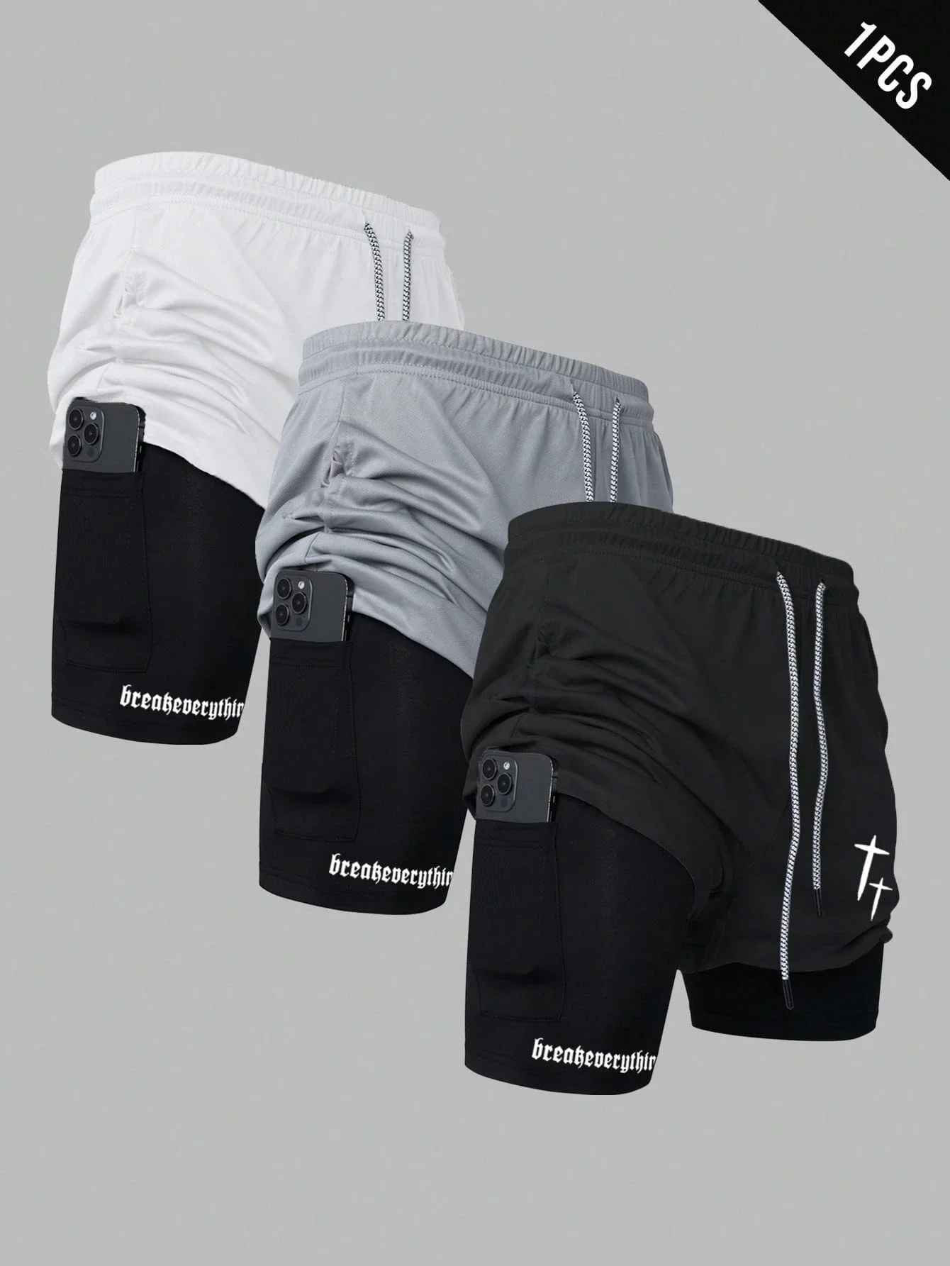 

Men's 2 In 1 Sport Shorts With Drawstring Waist And Phone Pocket Athletic Gym Workout Shorts