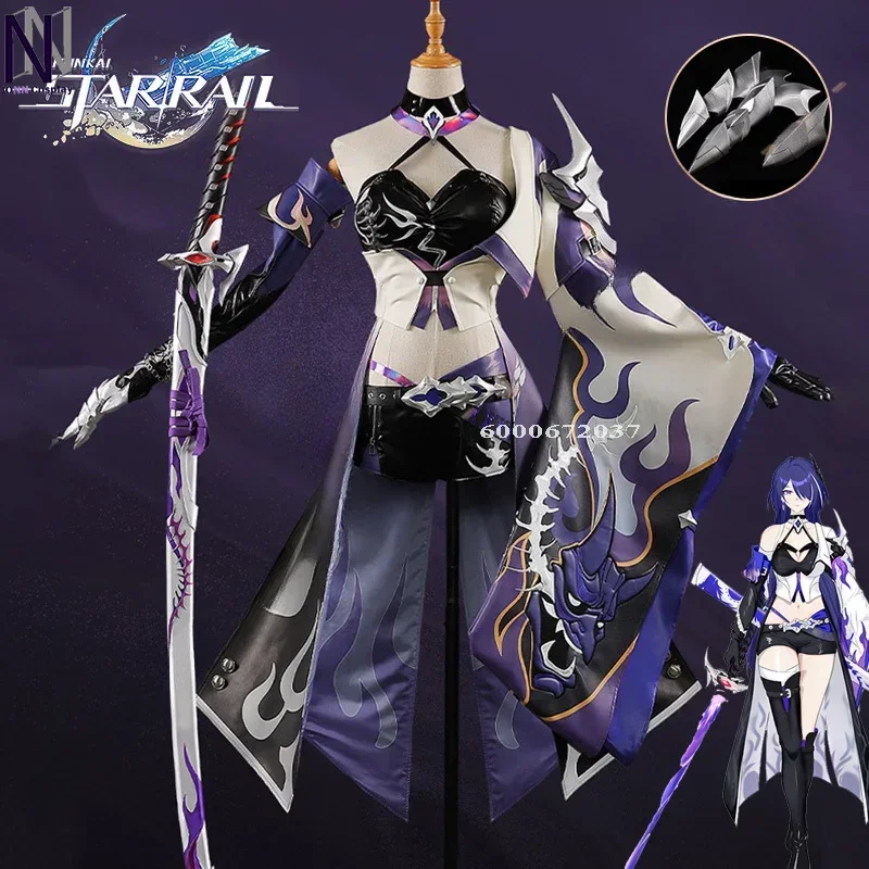 Honkai Star Rail Game Acheron Cosplay Costume Wig Dress Earrings Bracelets Galaxy Rangers Halloween Party Women Accessories