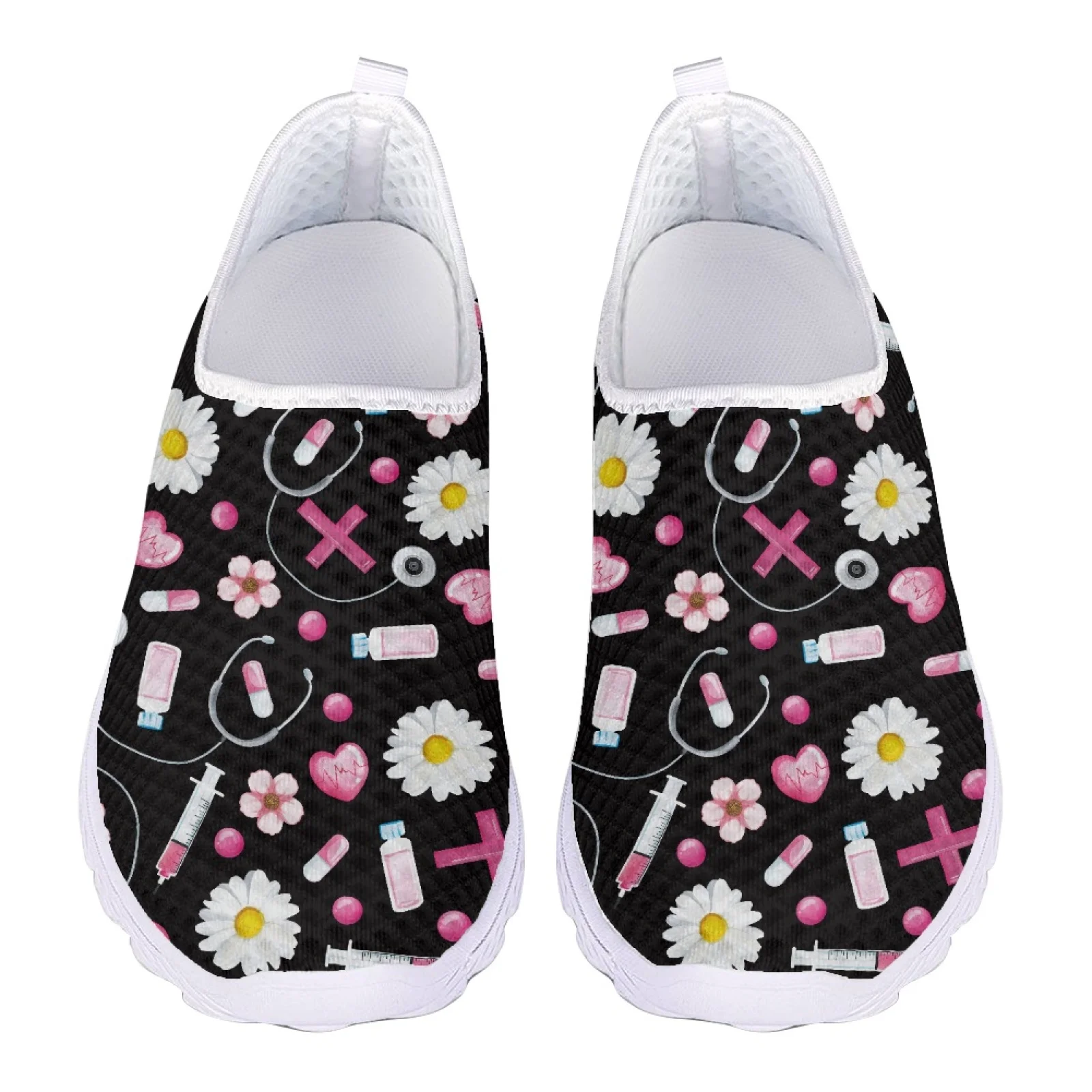 

Medican Daisy Print Summer Light Penny Loafers Women Running Sneakers Slip On Flats Female Mesh Casual Shoes Ladies Beach Shoe