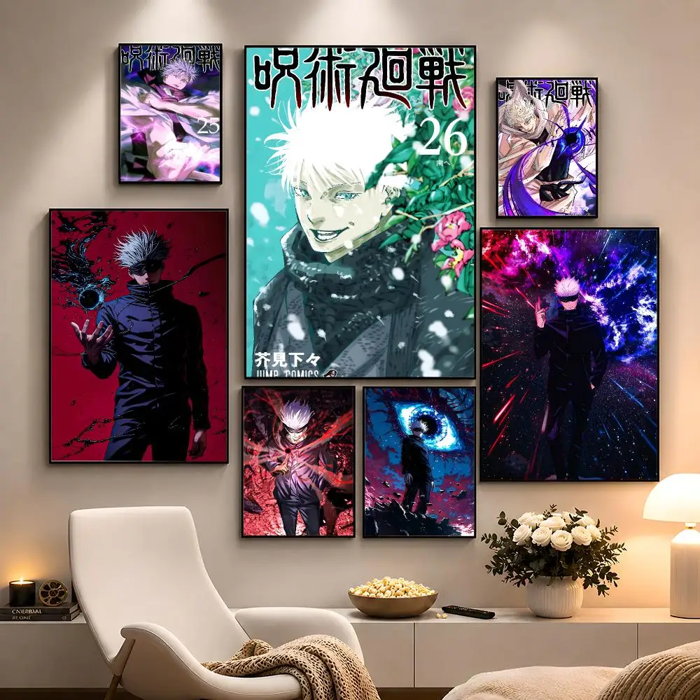 Anime Gojo Satoru Jujutsu Kaisen Poster Peel And Stick Wall Art PP Waterproof HD Bedroom Living Room Home Decor Gift
