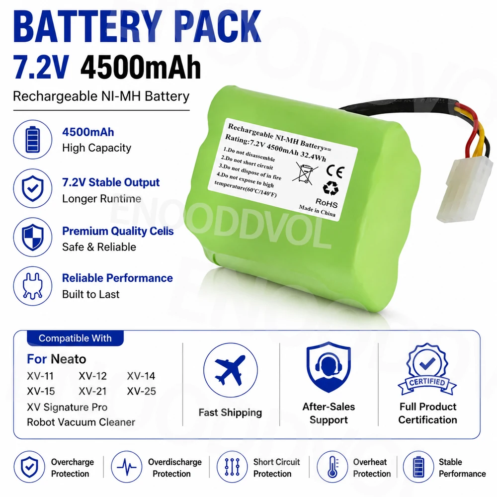 7.2V 4500mAh Li-ion Battery for Neato XV-11 XV-12 XV-14 XV-15 XV-21 XV-25 XV Signature Pro Robot Vacuum Cleaner Replacement