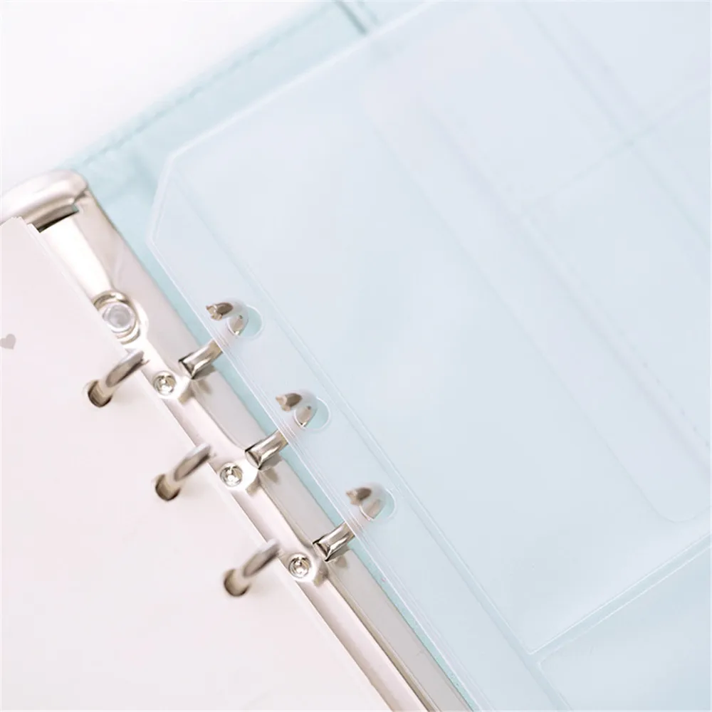 2pcs A5 A6 PVC Notebook Pouch Bags 6 Holes Loose Leaf Inner Pocket for Binder Planner Diary Ticket Storage Card Organizer
