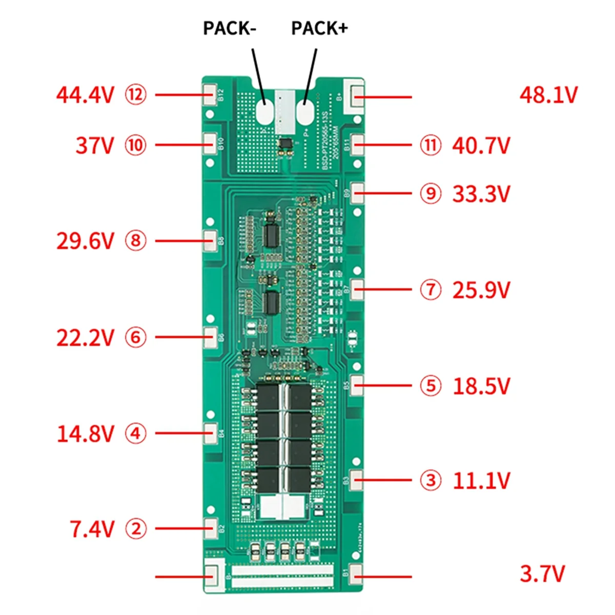 13S BMS 48V 30A 18650 بطارية ليثيوم لوحة حماية قابلة للشحن للدراجات البخارية الإلكترونية والدراجات الكهربائية والطاقة الشمسية