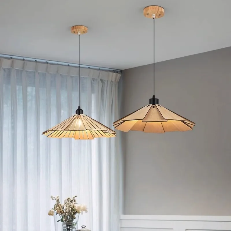

Chinese retro restaurant chandelier solid wood creative personality wabi-sabi wind bedroom cafe bar lighting