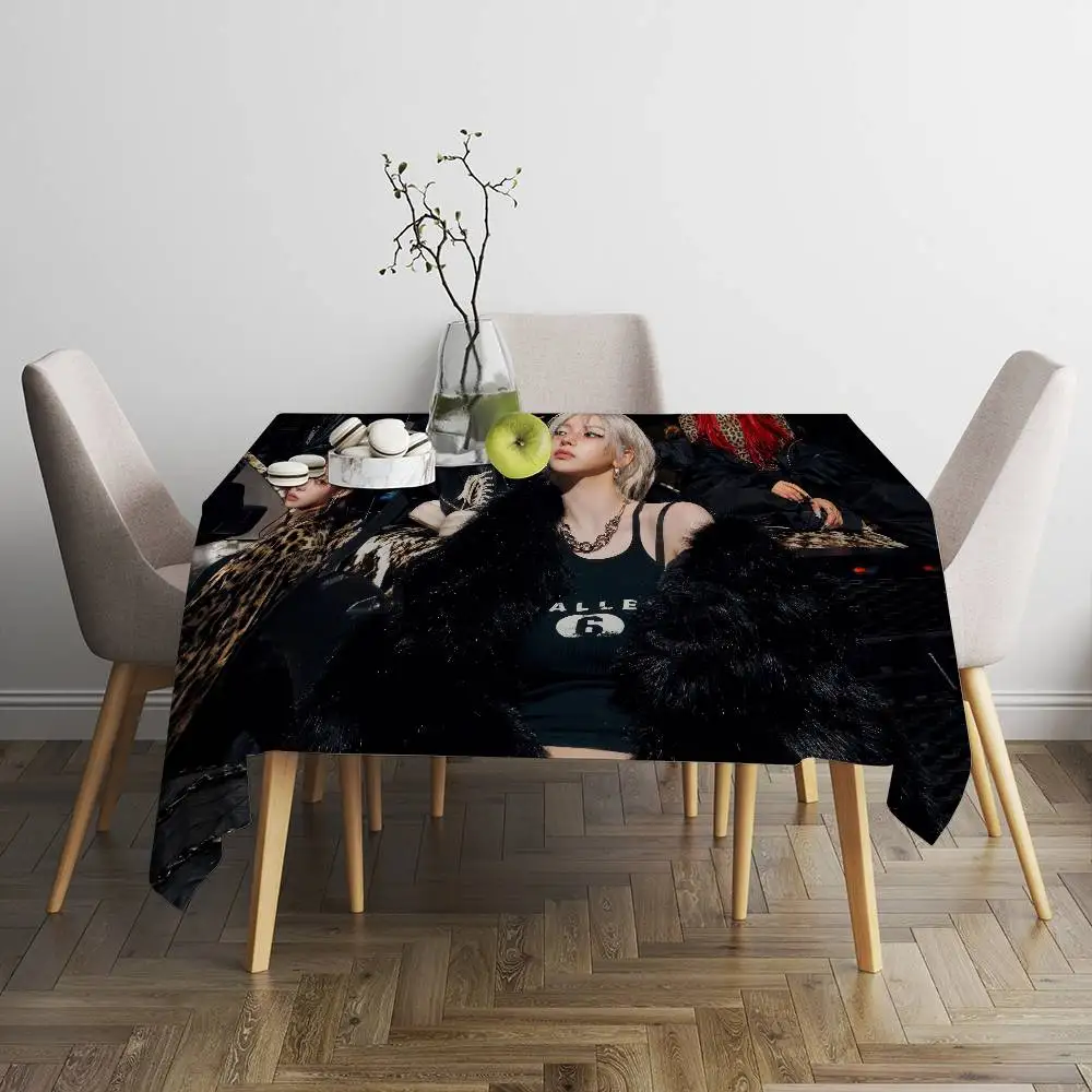 Band Singer A-aespa Kpop Tablecloth Birthday Party Wedding Christmas Table Cover Wipe Desk Cloth Decor Covers Rectangle