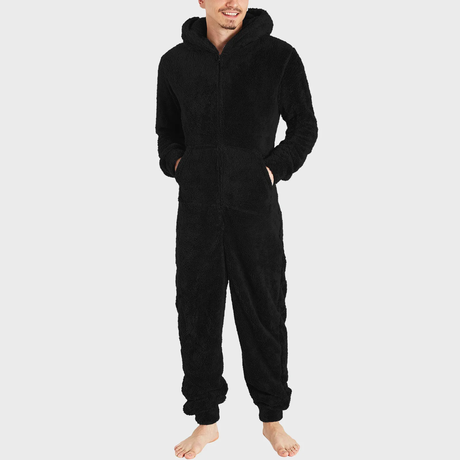 Pijamas térmicos de pelúcia quente com zíper masculino para casais pijama homem pijamas dormir lingerie sexy terno de salto