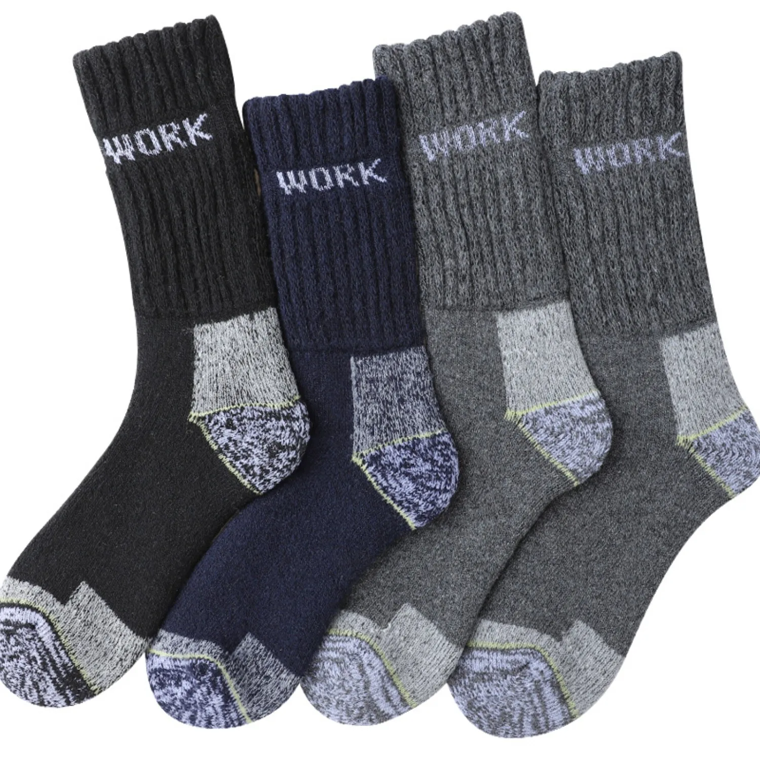 1/3 Pairs Men's Winter Work Socks Thick Thermal Terry Crew Socks Warm Cushioned Moisture Wicking Boot Socks for Outdoor Work