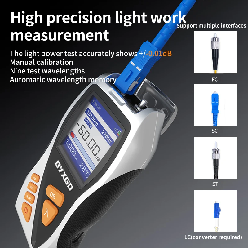 BYXGD Y9 Colorful Screen Fiber Optical Power Meter Visual Fault Locator Finder OPM&VFL RJ45 Cable Tester All In One Machine