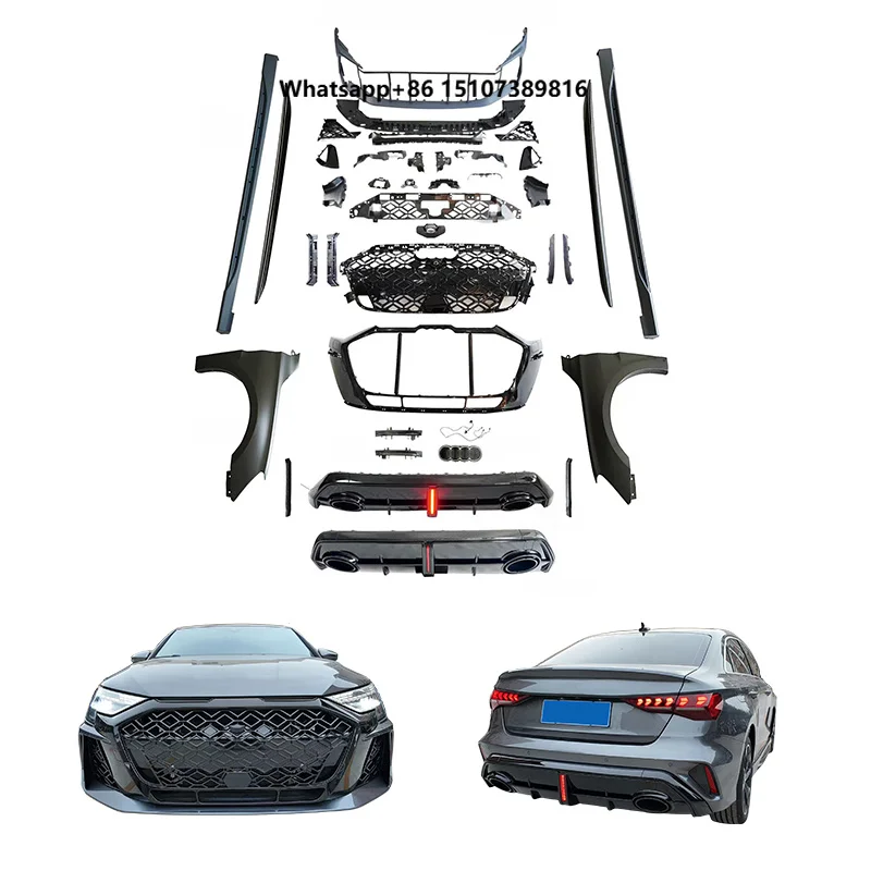 2021-2024  Car Modification Upgrade 2025 Sport Front Rear Bumper Body Kit with Fog Light Car Upgrade for A3