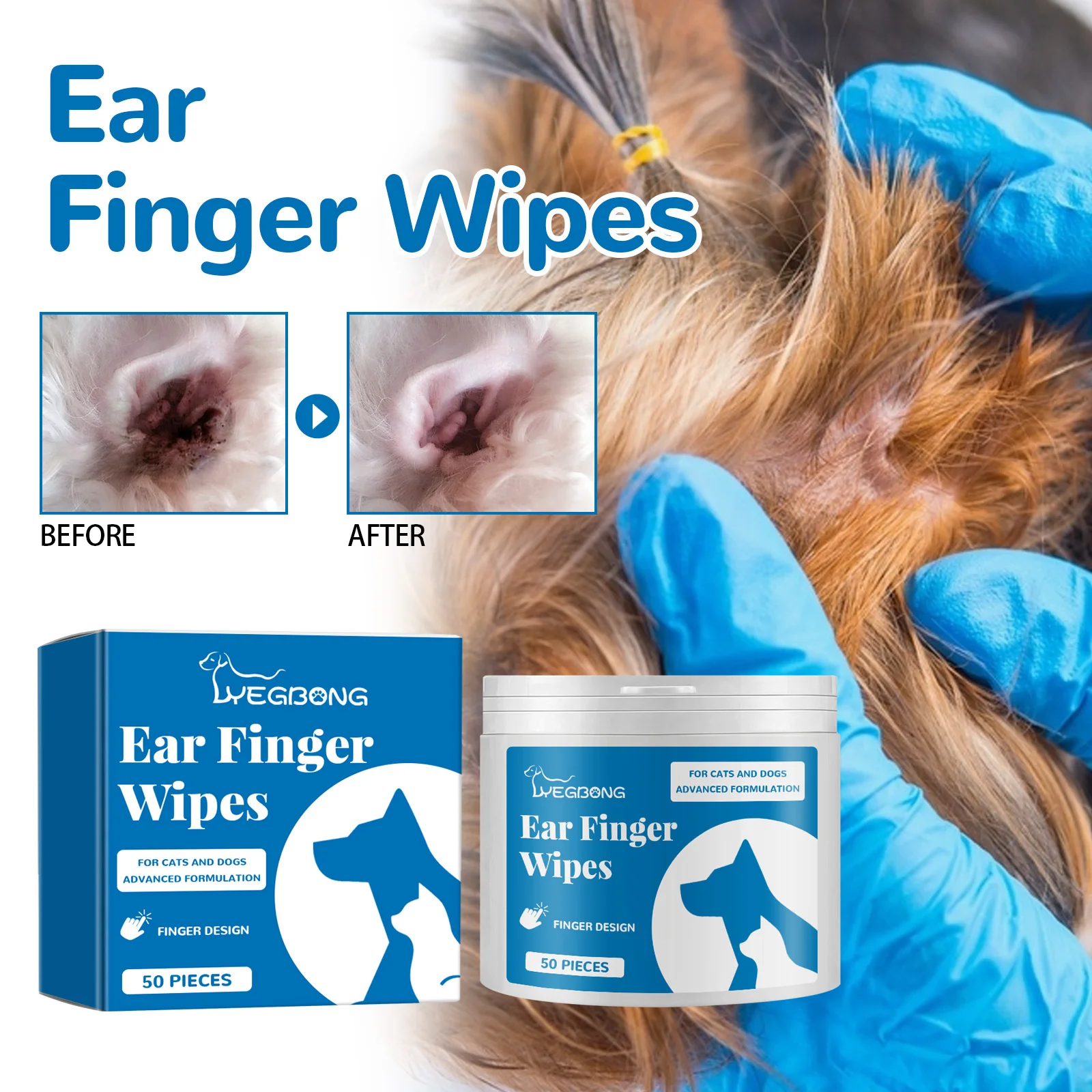 Pet Ear Wet Wipes Ear Dirt Odor Removal Mite Itching Relief Canal Deodorant Earwax Cleaning Against Infection Dog Ear Wet Towels