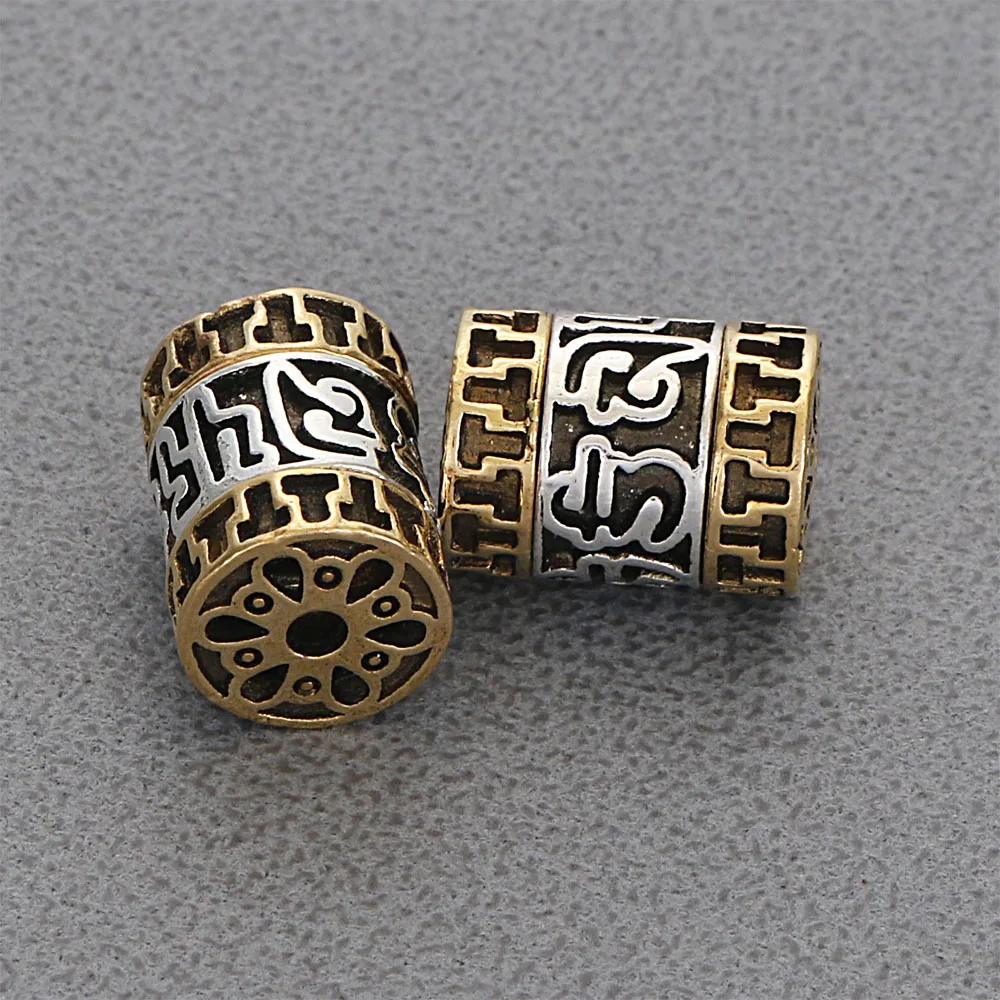 5Pcs Vintage Golden Silver Plated Cast Metal Striped Hollow Tube Spacers Charms Beads For Diy Necklace Jewelry Making
