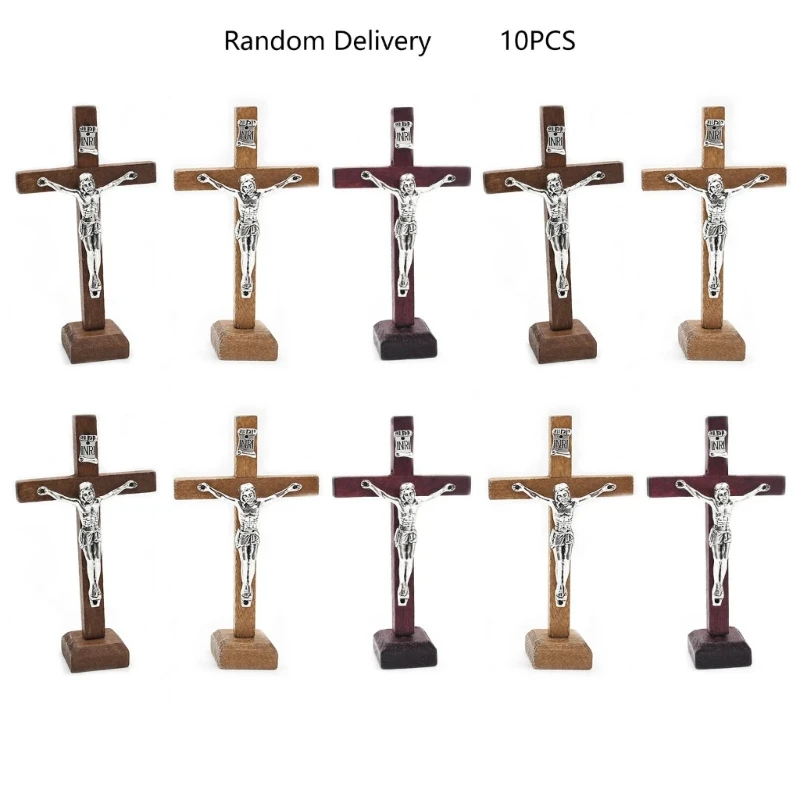 10 pezzi da tavolo in legno croce ornamento religioso cristiano in piedi crocifisso croce DropShipping