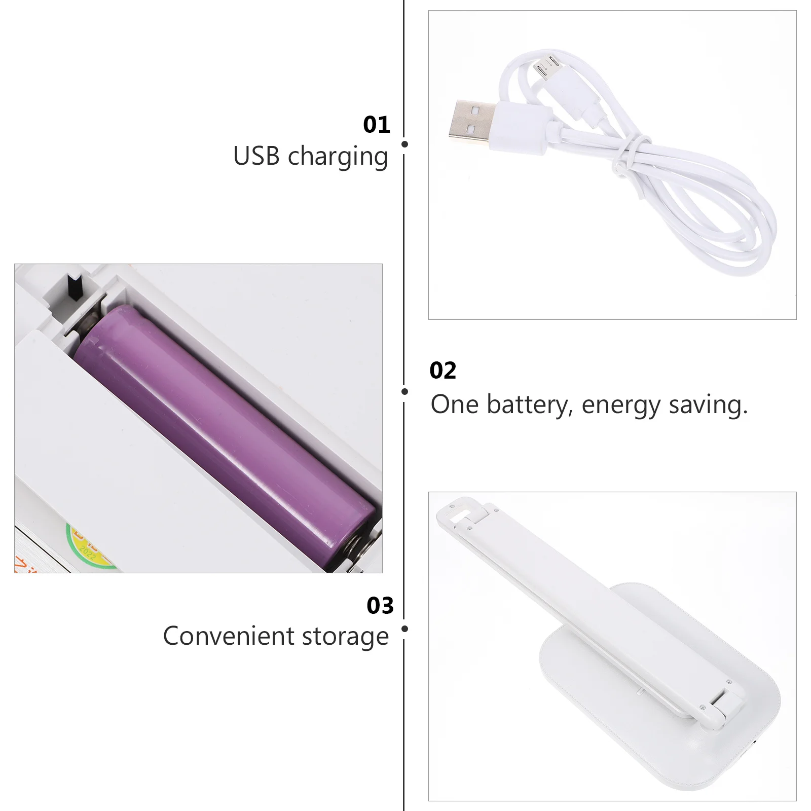 

LED Eye-Protection Table Lamp White Dimmable Touch Control Foldable Reading Lamp for Bedroom Office Night Light