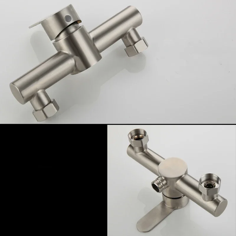 Bathroom Shower Faucet Set Stainless Steel Triple Bathtub    Water Mixer Valve Nozzle Tap Hot and Cold