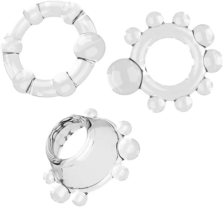 Silicone Rings For Men And Women, C-Type Foreskin Block, Multiple Rings, Locking Egg, Clear Glass Beads