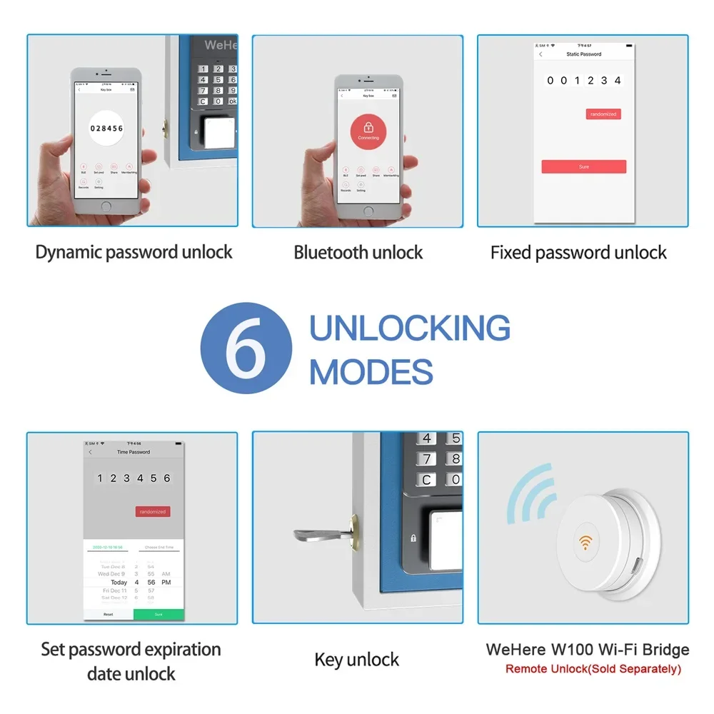 Wehere-caja de seguridad electrónica con contraseña inteligente, Control remoto por aplicación de teléfono, desbloqueo de autorización remota, caja de almacenamiento de llaves para puerta