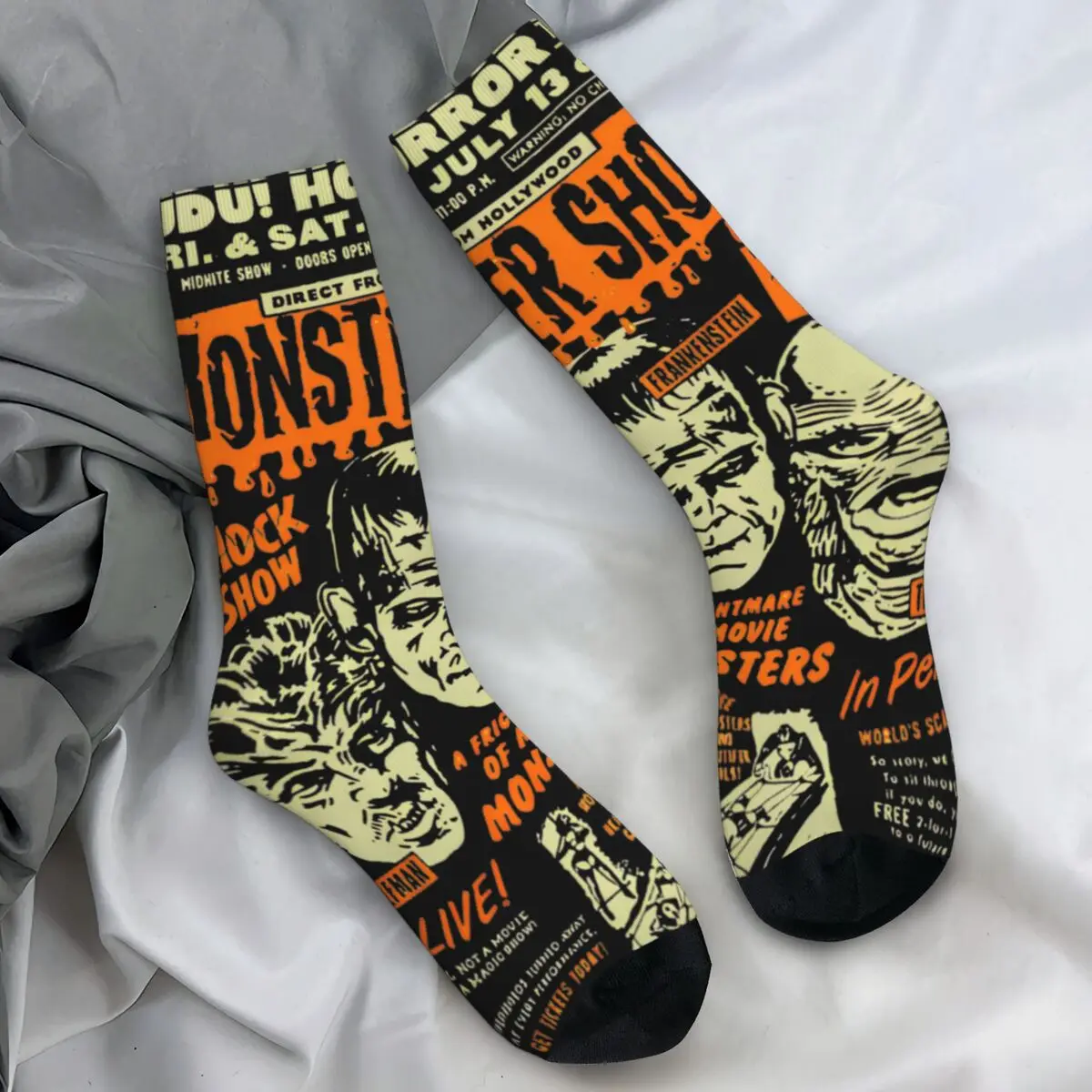 Frankenstein Socks Winter Horror Shock Show Stockings Funny Men Warm Soft Socks Design Outdoor Anti Skid Socks