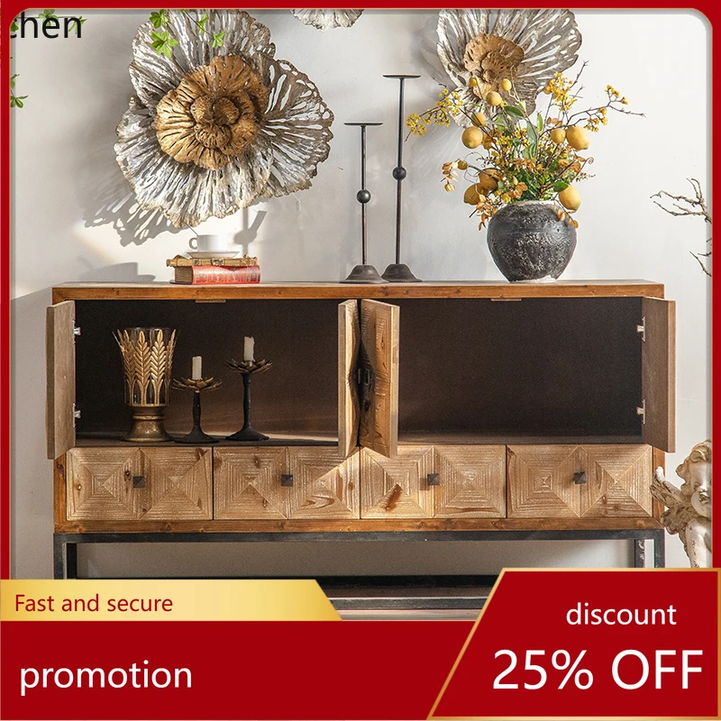 

HT old solid wood foyer entrance cabinet country bed and breakfast hotel decorative sofa side cabinet