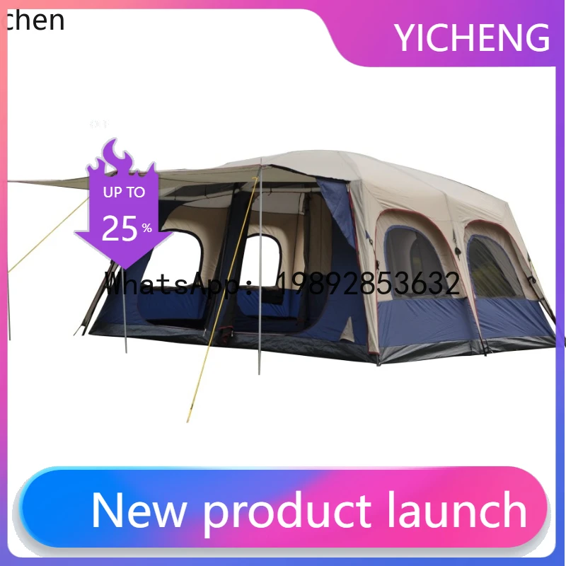 

x1 ткань Оксфорд, утолщенная защита от дождя, 6-12 человек, кемпинг, двухслойная палатка для нескольких человек, открытый кемпинг