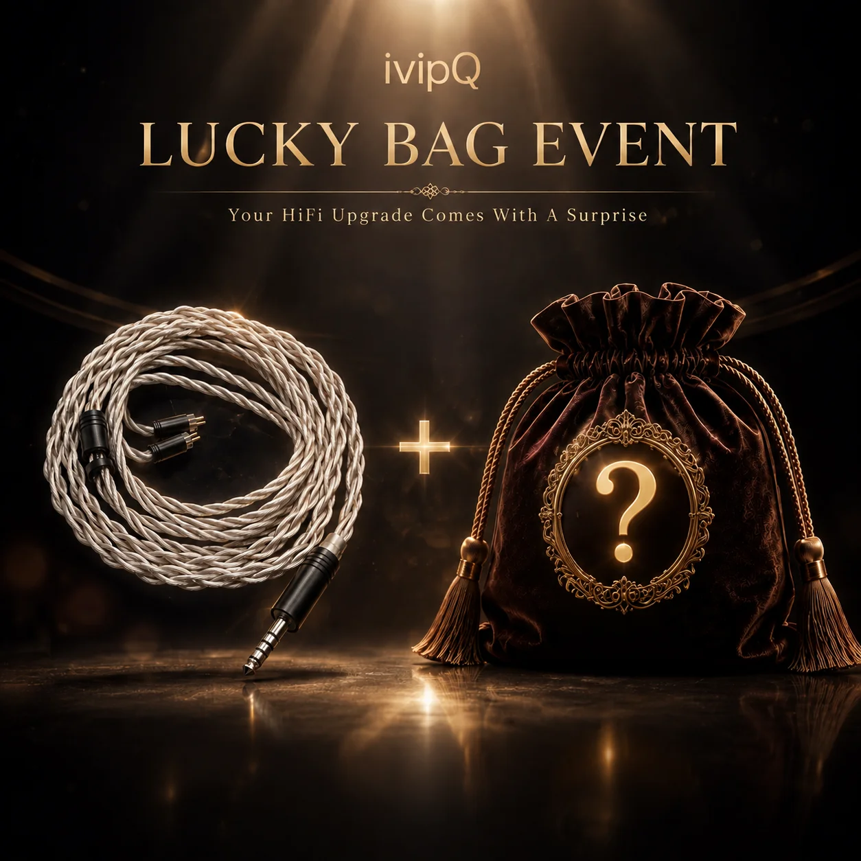 IvipQ ラッキーボックス イヤホンケーブル (0.78mm 2Pin/MMCX/IE900/デュアル3.5mm TRS)