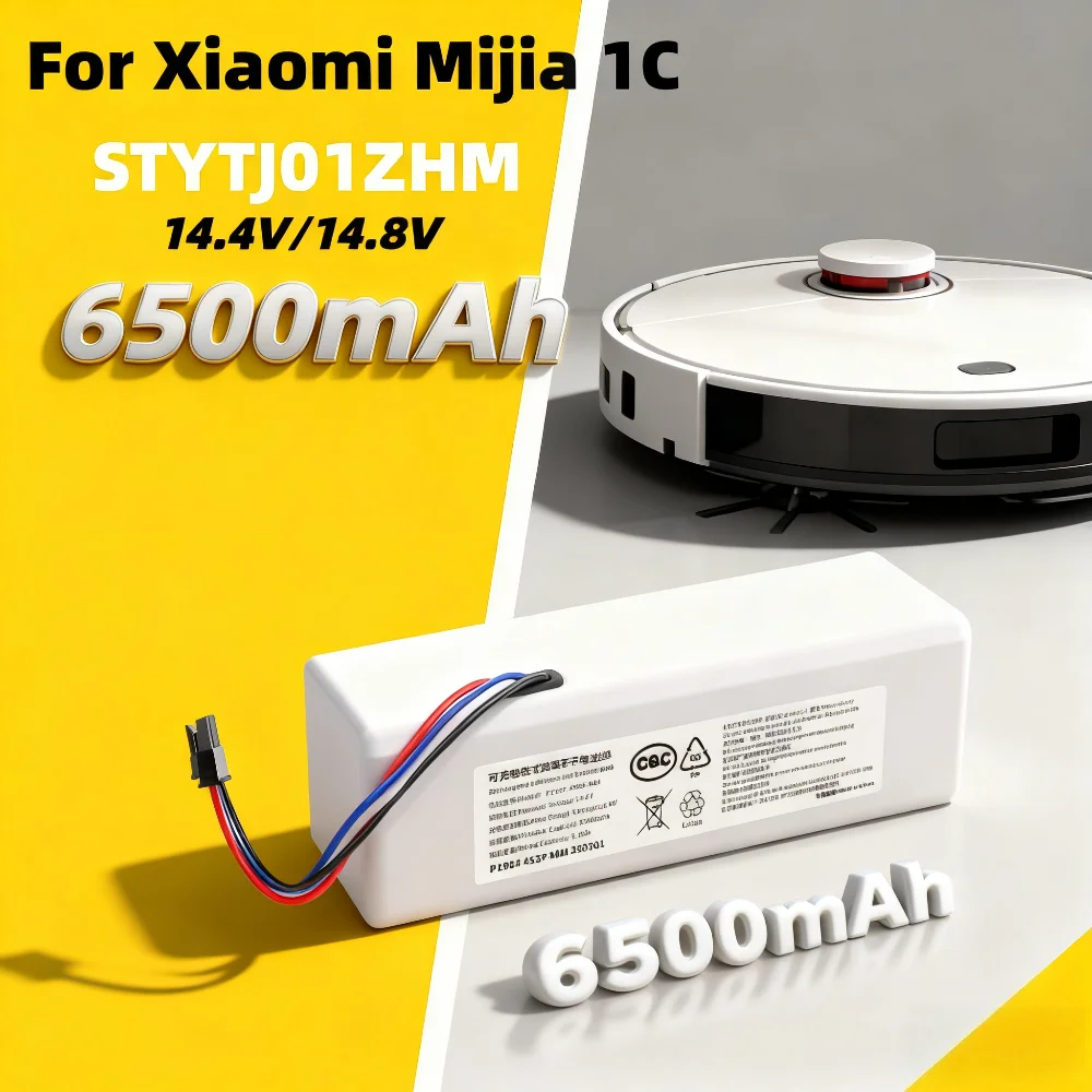 14.4V 6500mAh Vacuum Battery for XIAOMI MIJIA 1C Mi Vacuum Robot Mop for Xiaomi 1C  STYTJ01ZHM Robot Roborock P1904-4S1P-MM.