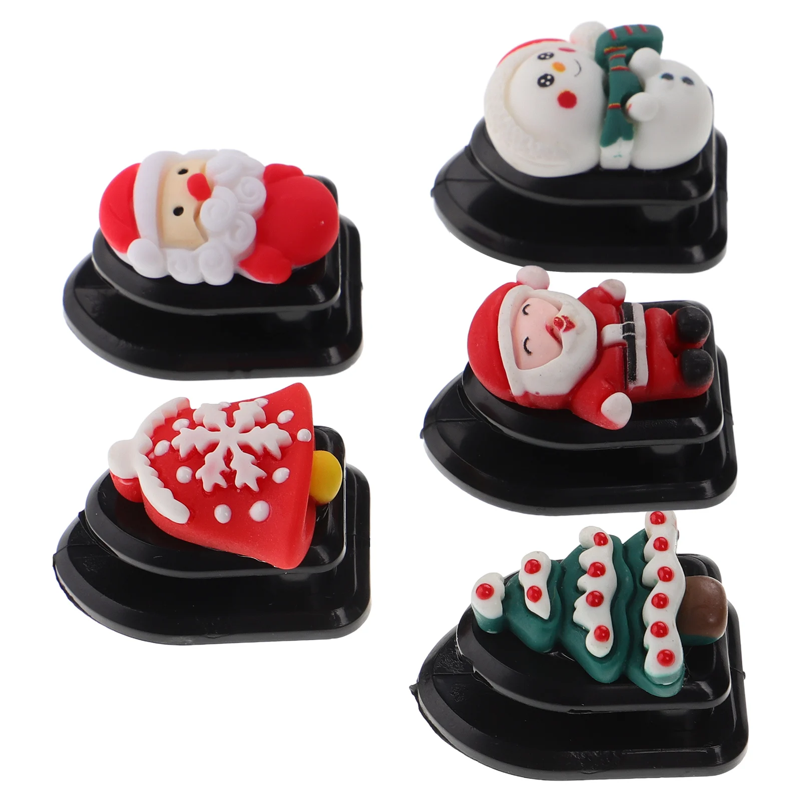 

5Pcs Festive Car Interior Hooks Adhesive Design Christmas Decor for Hanging Keys Bags Masks Easy Install Remove