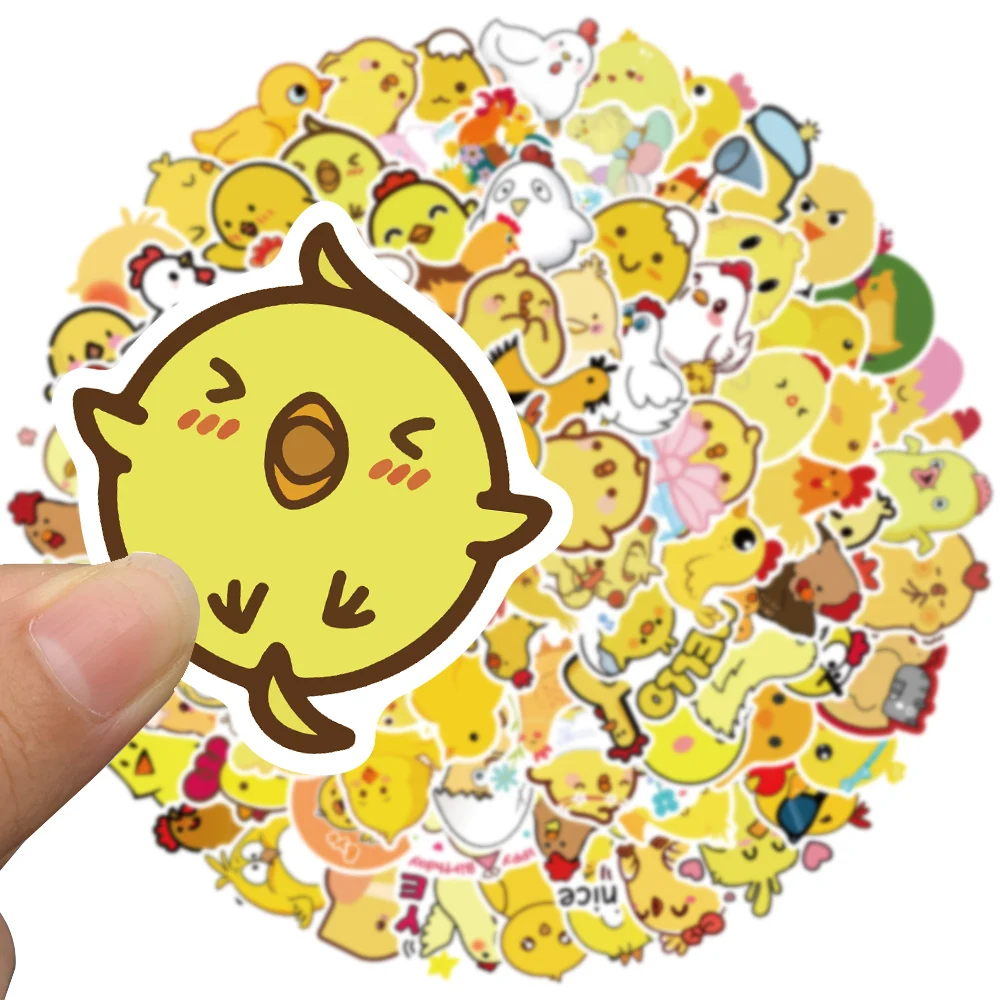 50/100pcs Cute Cartoon małe żółte naklejki z kurczakiem na Laptop telefon butelki wody wodoodporne naklejki na samochód rowerowe Graffiti