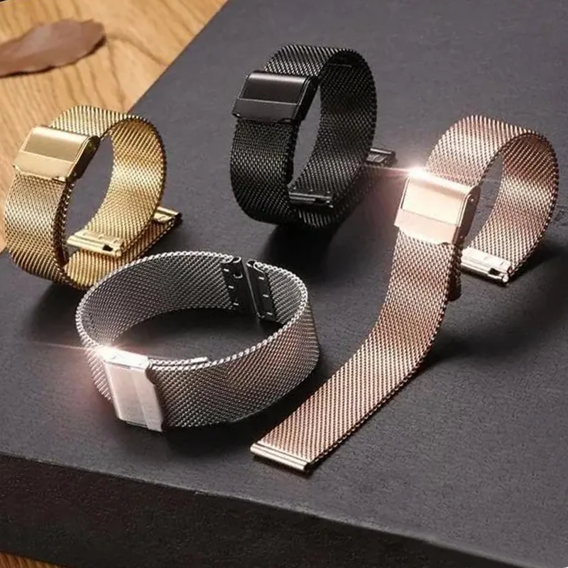 

06 lineMilanese Loop Stainless Steel Watch Bands With Quick Release Pins,Foldover Clasp , Breathable Woven MetalBracelets