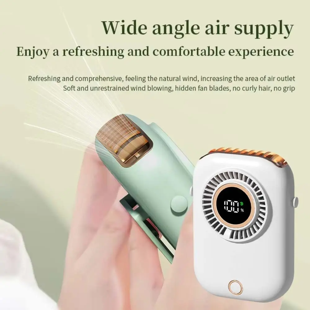 5 Speeds Mini Hanging Neck Fan Wide-Angle Airflow Ultra Quiet Portable Cooling Fan with Stand Fanless Design