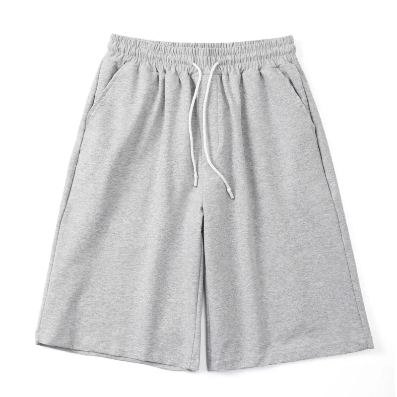 Streetwear Straight Casual Shorts Men Summer New Korean Oversized Solid Color Simple Drawstring Baggy Male Sweatpants Shorts